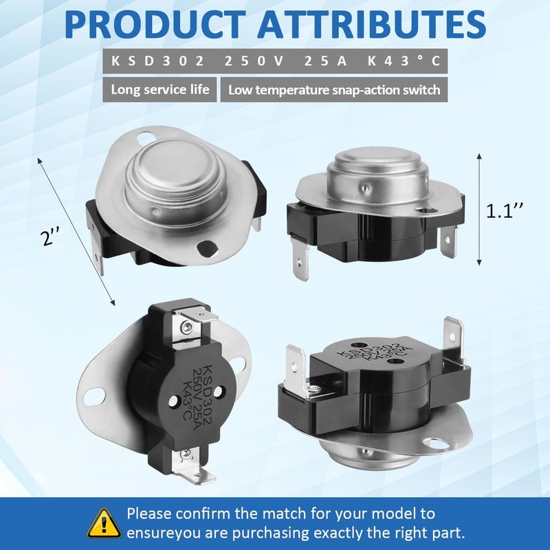 WKZO 80381 Low Limit Switch for US Stove American Harvest Multi-Fuel 6037 6039 6041 6041I,Breckwell SP6000 and Ashley APC1406 Pellet Stoves F110-20F Thermodisc Safety Snap Disc Switch Assembly - Image 3